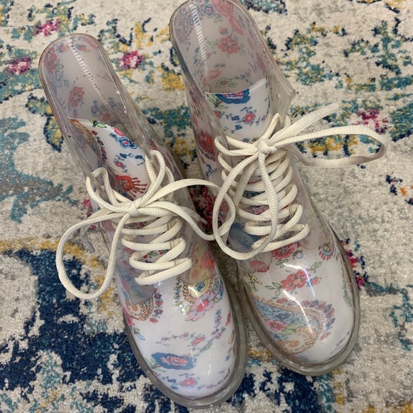 ‘Gossip’ Lace Up Combat Jelly Boots - Picture 2 of 7